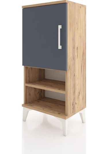 Arges Komodin 3 Raflı Tek Kapaklı 44x30x96 Çam-antrasit Çam