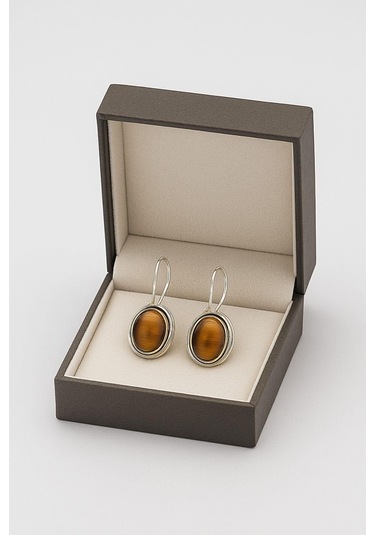 Sarma Serisi Kaplangözü Taşlı El İşi Kadın Otantik Gümüş Küpe Gümüş