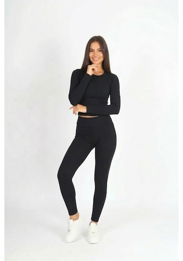 Soft&Basic Kadın Fit Esnek Siyah Premium Kumaş Tayt Siyah