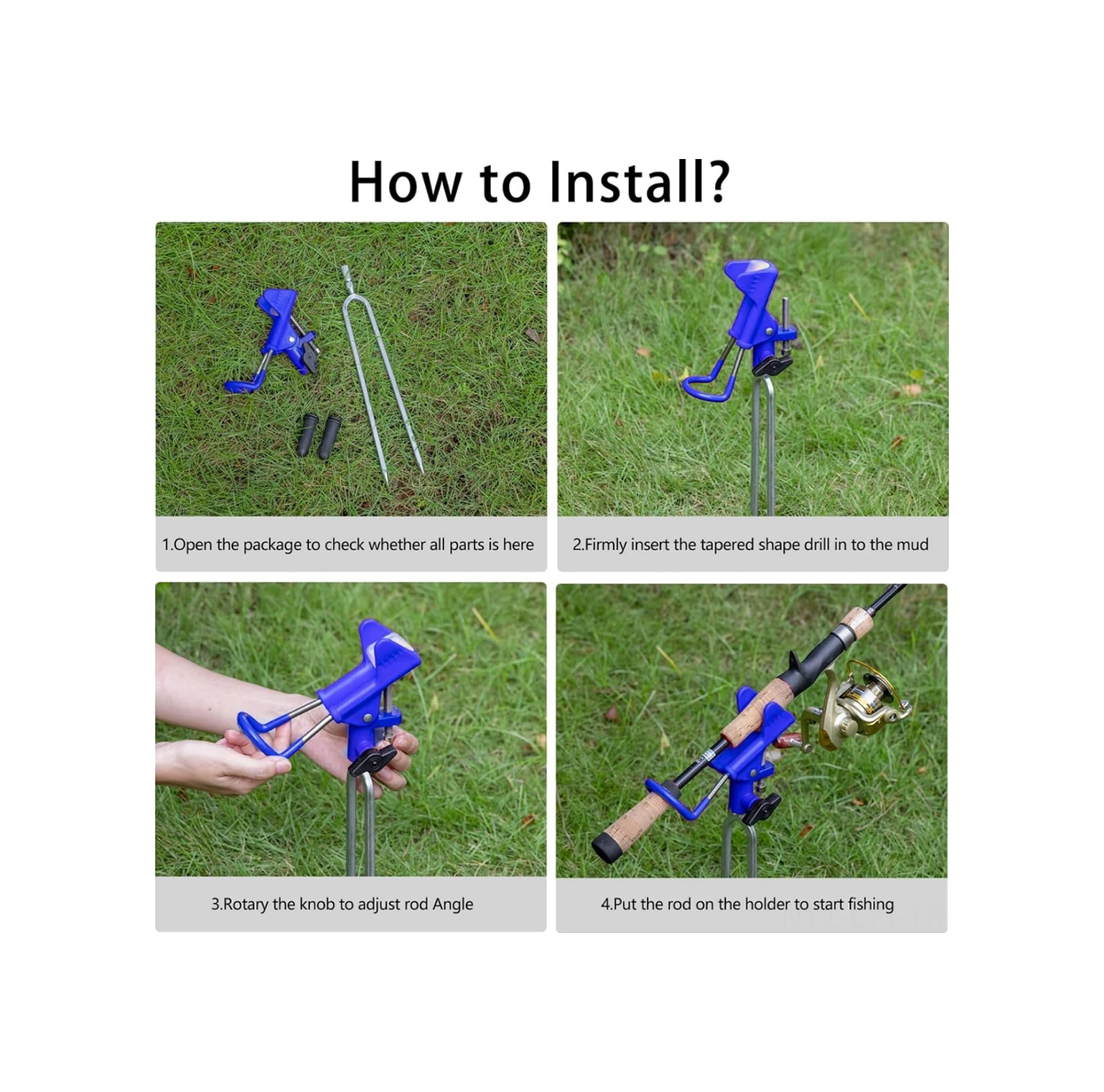 Youtek Stoklu Mavi Metal Kamış Tutucu, Evrensel Uyumlu, Dikey-yatay Açılabilir, Kaymazsız, Deniz-çay-göl İçin, Hediye İdeali