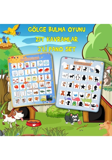 2 Set - 72 Parça Tox Zıt Kavramlar ve Gölge Eşleştirme Keçe Cırtl