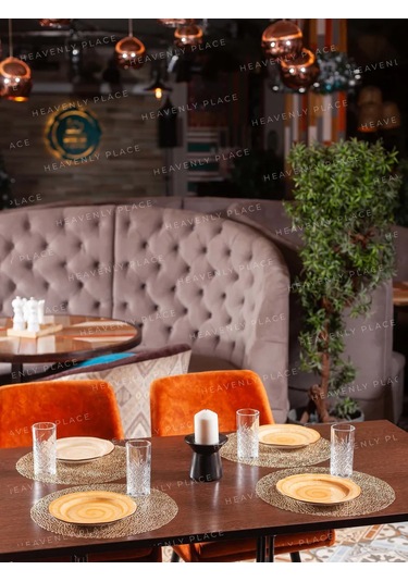 Heavenly Place Masanız İçin Yuvarlak Mutfak Peçeteleri, 4 Adet 224636669 Altın Rengi