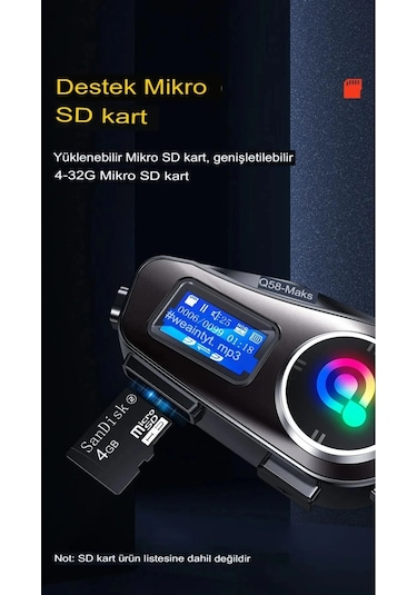 Q58-max Radyolu 2 Kişi Bağlantılı Bluetooth Kask Kulaklık Ek Tdrtr