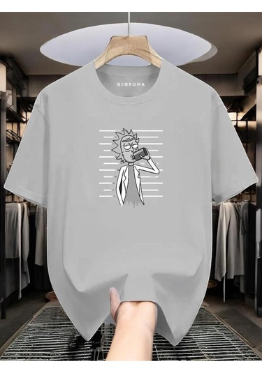 Adam Baskılı Oversize T-shirt Gri