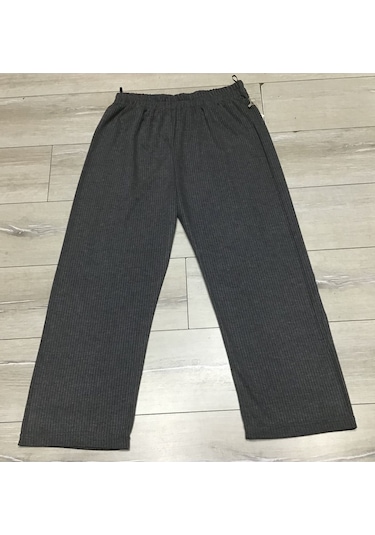 Kışlık Fitilli Kaşkorse Beli Lastikli Büyük Beden Pantolon Gri