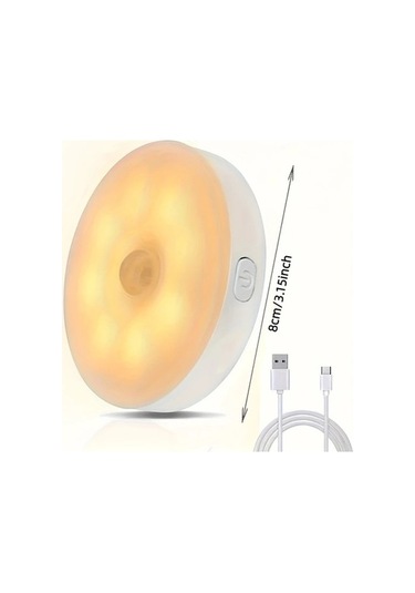 Fastbuy 3 Adet Takım Sıcak Beyaz Ayarlanabilir Parlaklık Led Hareket Sensörlü Gece Işıkları, Usb Şarj Edilebilir Pil Mutfak T Sıcak Beyaz