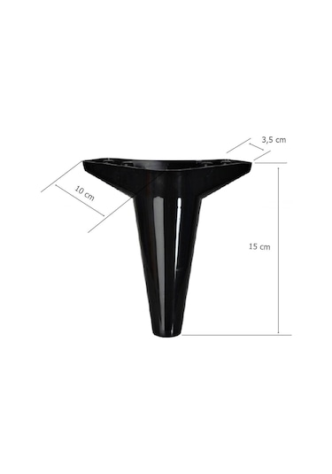 4 Adet Wetra Lükens Ayak Dolap Mobilya Koltuk Ayağı 15 Cm Siyah