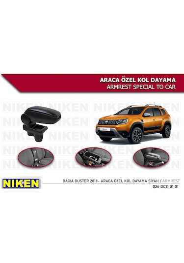Niken Kolçak Kol Dayama Orta Konsol Vidasız Kolay Montaj Siyah
