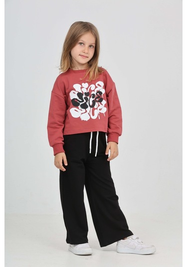 Toontoy Kız Çocuk Nice Baskılı Eşofman Takım Kiremit