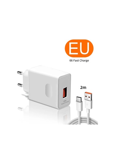 6a 66w Süper Hızlı Ab Abd Duvar Şarj Cihazı İçin Huawei Mate 40 50 60 P50 Nova Eu Plug - 2m Cable Diğer