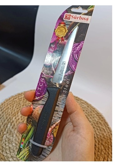 Sürbisa 61004 Sebze Bıçağı Siyah Lz1 Koli 12 Adet Tırtıklı Çok Renkli