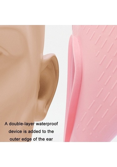 Trendooze Wave Su Geçirmez Düz Renk Kulak Koruyucu Silikon Yüzme Bonesi, Renk: Uzun Saç Pembe Mor Vy Pembe