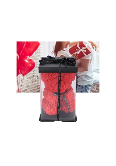 Shineyee Kırmızı Pe Gül Bebek Ayı, Canlı Görünüm, Ev Dekorasyonu, Sevgililer Günü Hediyesi, 25cm Boyut, Kaliteli Ve Çevre Dost Malzeme İle El Yapımı