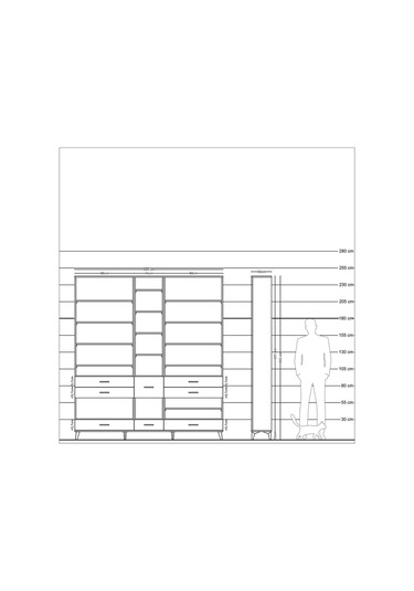 Arges Dolap 19 Raflı 8 Çekmeceli 220x30x243 Antrasit-çam/antrasit Atlas Çam/antrasıt