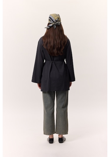 Bağlama Detaylı Oversıze Tshırt Antrasit Antrasit