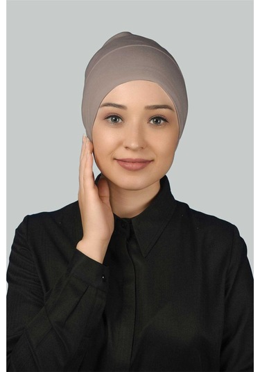 Altobeh Hazır Pratik Geçmeli Uzun Boru Tesettür Bonesi - Açık Vizon