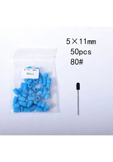 50 Adet Mavi Tırnak Zımpara Kapakları Tırnak Matkap Ucu 5 Boyutu Parlatma Tırnak Sanat Dönen Çapak Kaldırmak Sinekler Manikür Ekipmanları Aksesuarları Açık Gri