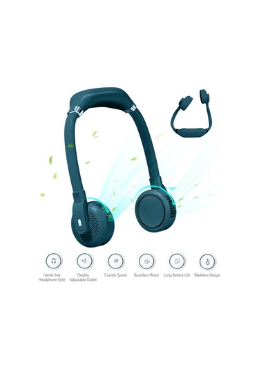 Vkemall Taşınabilir Kolsuz Boyun Fanı, 360 Derece Dönen, 180 Derece Ayarlanabilir Hava Ç