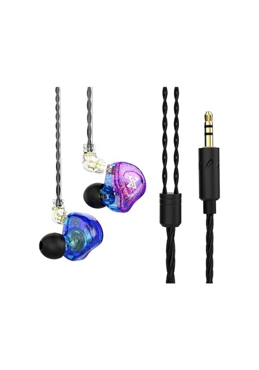 2pin 0.75mm Takılabilir Kulaklık Kablosu İle Mavi Mor Renkli Kulak İçi Kablolu Kulaklık