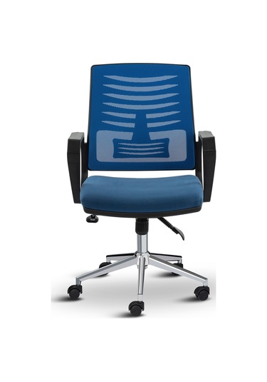 Asbir Mobilya Metis Metal Ayaklı Çalışma Koltuğu Ofis Sandalyesi Mavi Gri