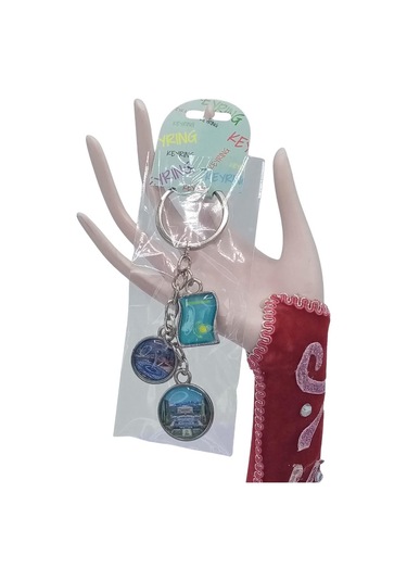 Kazakistan Üçlü Epoksi Metal Çift Taraflı Damla Anahtarlık Kazakhstan Gümüş