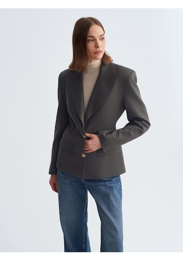 Dilvin 60774 Fitted Kesim Vatkalı Blazer-haki Haki