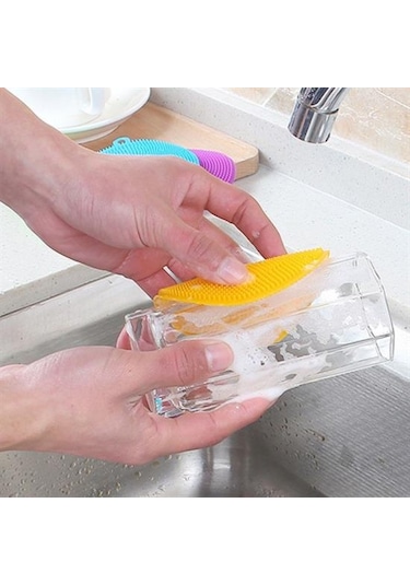 2&apos Li Kir Tutmaz Tırtıklı Yüzey Bulaşık Yıkama Pedi Go506011 Çok Renkli