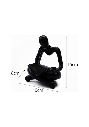 Hangfox Ev Dekorasyonu Kütüphane Salon Örnek Dairesi İçin Modern Abstrakt Okuyucu Figürü - Siyah Sağ姿势轻奢 Sanat Heykeli Diğer