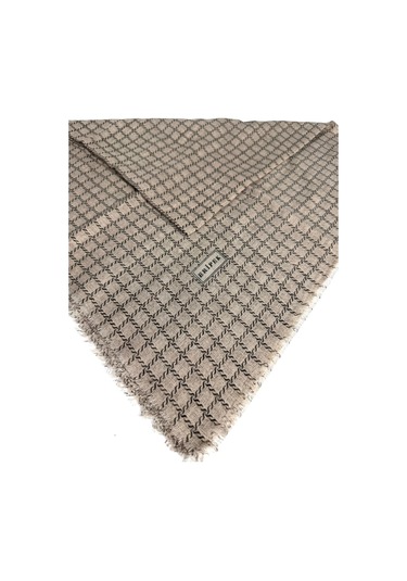 Eripek Desenli Flamalı Keten Eşarp- 06112 Vizon