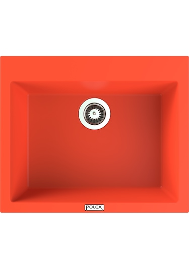 Polex Cristalüx Granit Evye P-X60 Turuncu Tezgah Altı Ve Tezgah Üstü Kare Mutfak Evyesi 60x50 CM