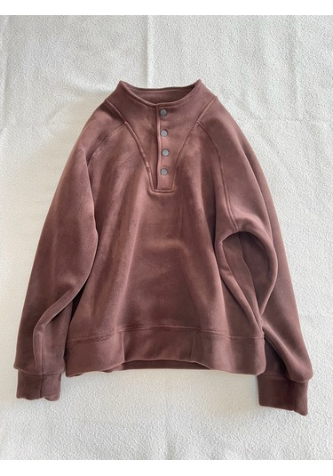 Snapbuy Düğmeli Polar Kadın Sweatshirt Kahve