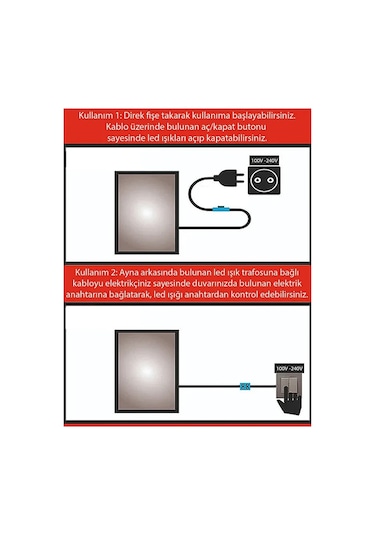 Fawdecor Led Üçgen Model Dekoratif Duvar Aynası 40x60 Gün Işığı