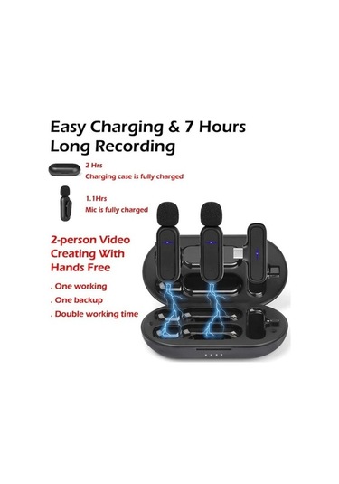 Wondernest Kablosuz Yaka Gürültü Azaltma Mikrofonu Usb-c' Ve Şarj Kutusu