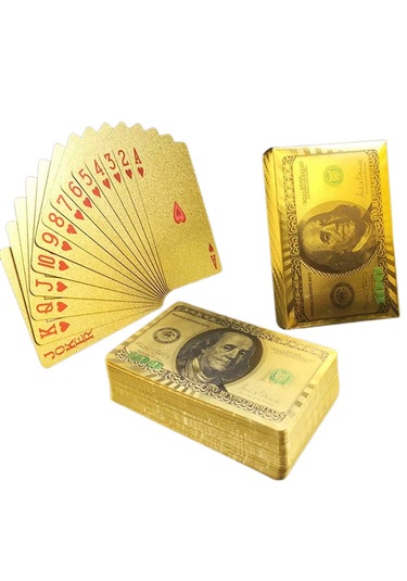 Schulzz BossVegas Dolar Şeklinde Su Geçirmez PVC Altın İskambil