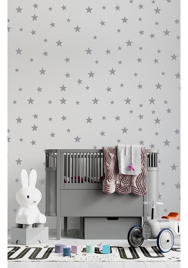 Yıldız Duvar Metalik Gri Sticker 3-4-5Cm 100 Adet