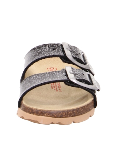 Superfit Kadın Mantar Tabanlı Siyah Simli Terlik 800111-0100 Siyah