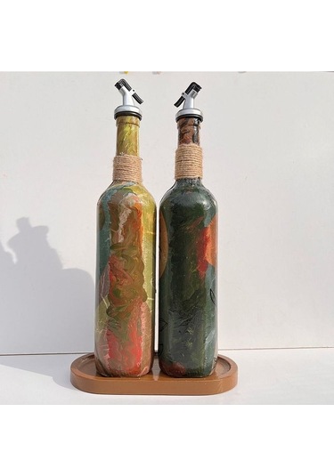 Modern Tasarımlı Kadın Desenli Renkli 750 Ml Zeytinyağı Sıvıyağ Ş