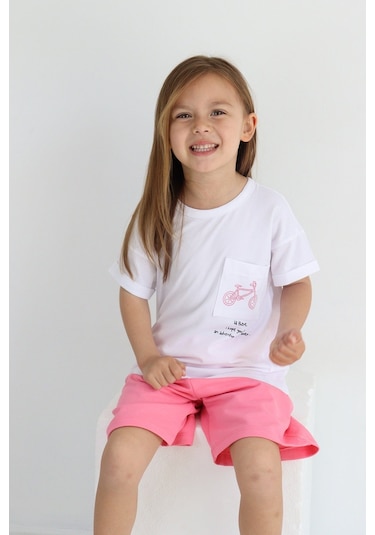 Babywom Oversize Yazlık Şortlu Kız Takım- Pembe