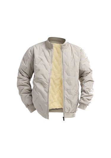 Kışlık Erkek Polar Astarlı Kalın Dik Yaka Ceket Kuzu Yünü Pamuklu Ceket Yeşil