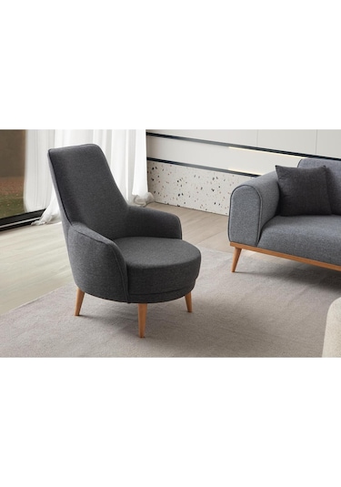 Rebull Keten Berjer Antrasit Tekli Koltuk Siyah