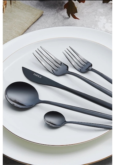 Karaca  Orion 30 Parça 6 Kişilik Çatal Kaşık Bıçak Takımı Black