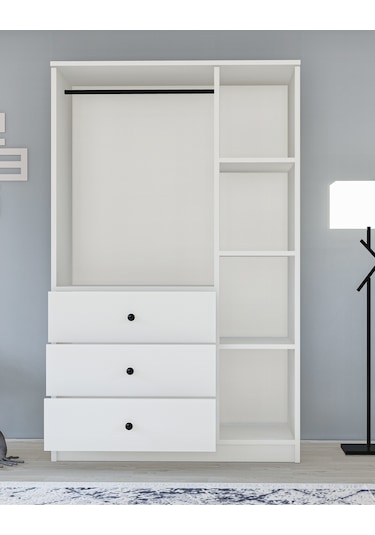 Metalia Gm 308 Ece Lüx 3 Kapı 3 Çekmeceli Düğme Kulplu Gardırop