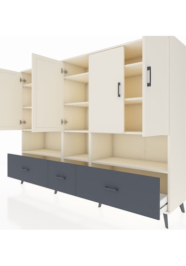 Hyperion Dolap 12 Raflı 3 Çekmeceli 5 Kapaklı 220x44x163 Aytaşı-a Aytaşı-aytaşı/antrasit