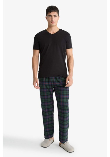 Defacto Regular Fit Cepli Uzun Boy Kareli Pijama Altı F5213ax25wngn500 Yeşil