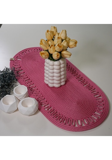 Zengin Design Home Zdh-802 Oval Runner Pembe