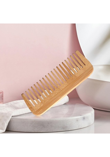 Suntek Bambu Saç Tarağı Geniş Diş Dolaşık Açıcı Tarak