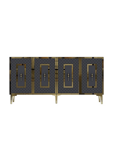 Ka1510ag Puma Konsol, Tv Sehpası Antrasit-gold 150cm Antrasit / Koyu Gri - Gold