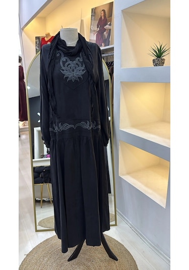 Misswhence İşlemeli Elbise 39820 Siyah