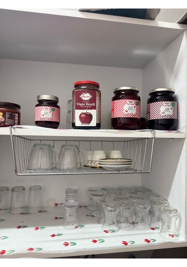 Magic Objects Metalik Dolap Içi Çelik Sepet Raf Kanguru 1 Parça Mutfak Gri