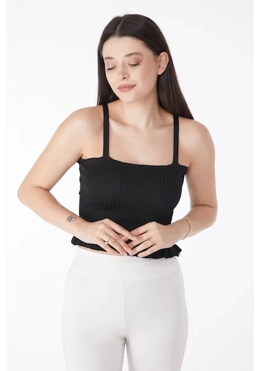 Kazax Yazlık Triko Crop Siyah